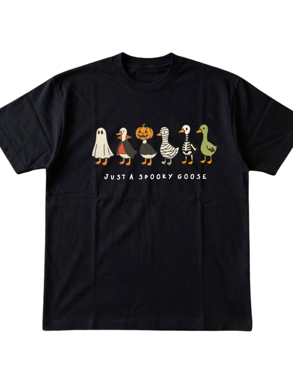 Gildan Just A Spooky Goose Black Halloween Graphic Tee